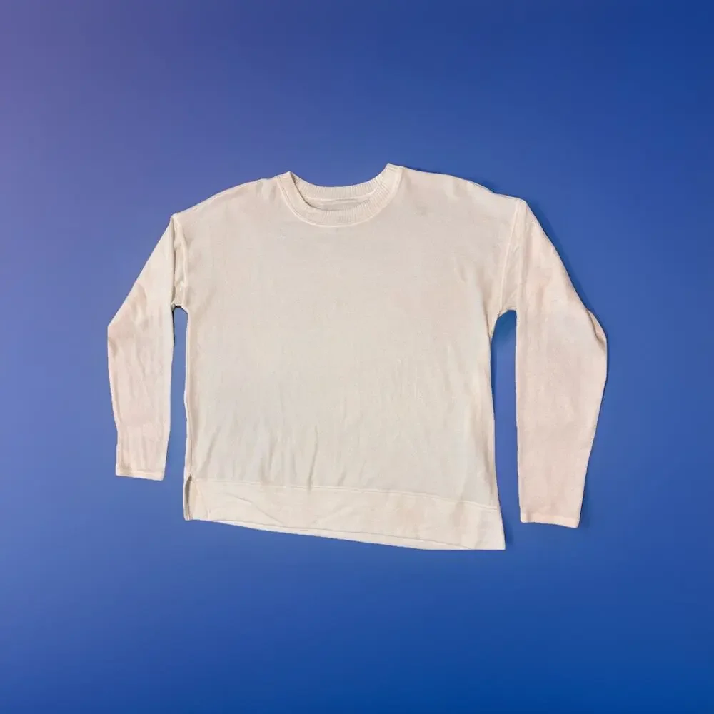 Lucky Brand Cream Lightweight Sweater Womens Medium Minimalist Long Sleeve‎